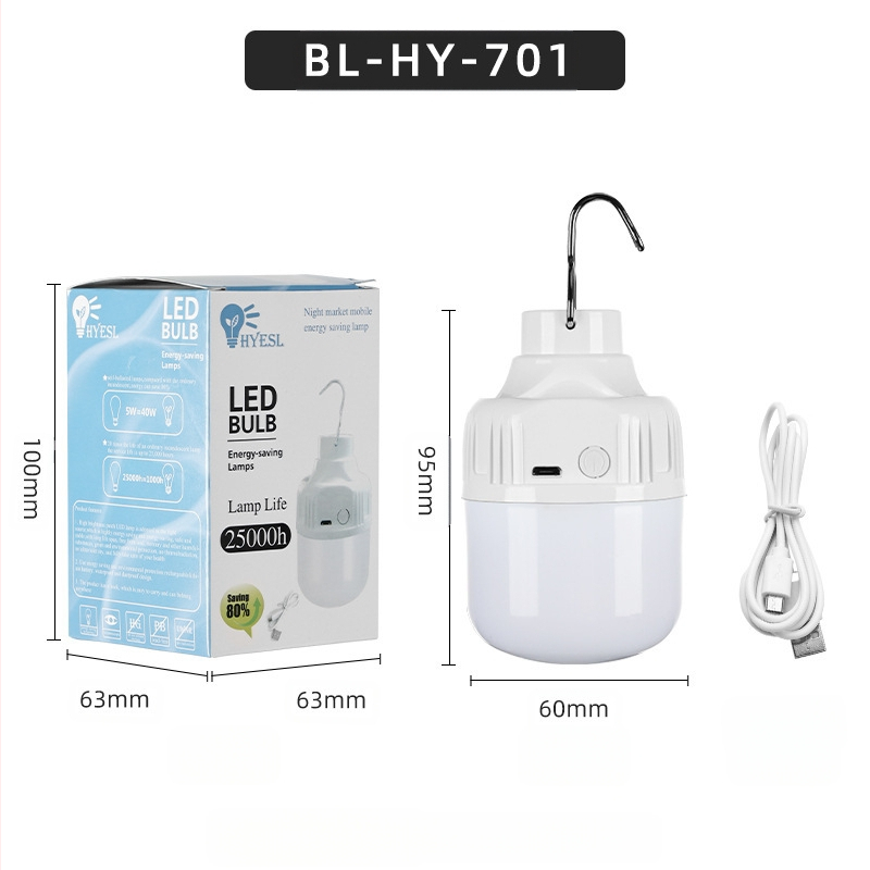 Nauja LED įkrovimo lemputė 3 lauko vandeniui atsparios naktinės turgaus prekystalio elektros energijos tiekimo nutraukimo avarinės lemputės nešiojamas apšvietimas