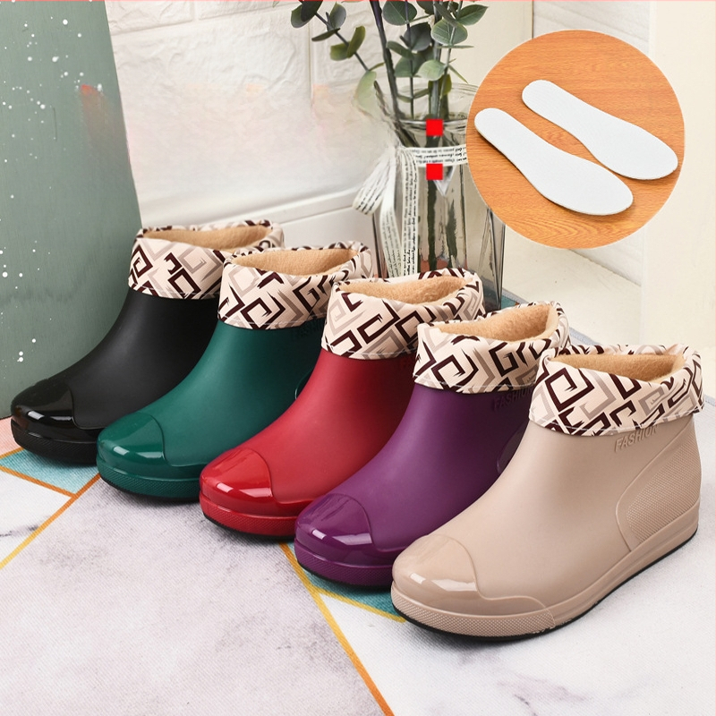 Madingi moteriški guminiai batai, trumpi vamzdeliai, šilti, neslystantys, vandeniui atsparūs batai, virtuvės, automobilių plovimo, darbo guminiai batai