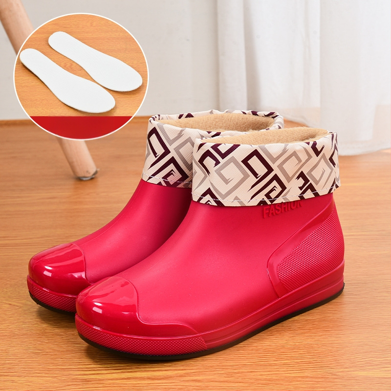 Madingi moteriški guminiai batai, trumpi vamzdeliai, šilti, neslystantys, vandeniui atsparūs batai, virtuvės, automobilių plovimo, darbo guminiai batai