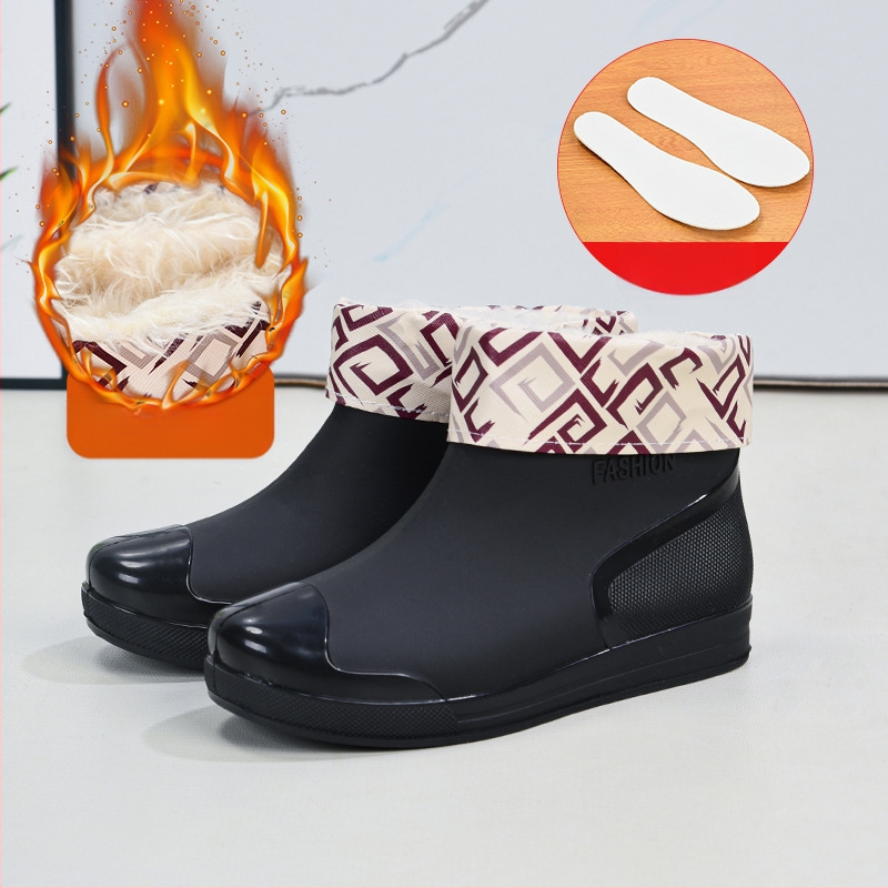 Madingi moteriški guminiai batai, trumpi vamzdeliai, šilti, neslystantys, vandeniui atsparūs batai, virtuvės, automobilių plovimo, darbo guminiai batai