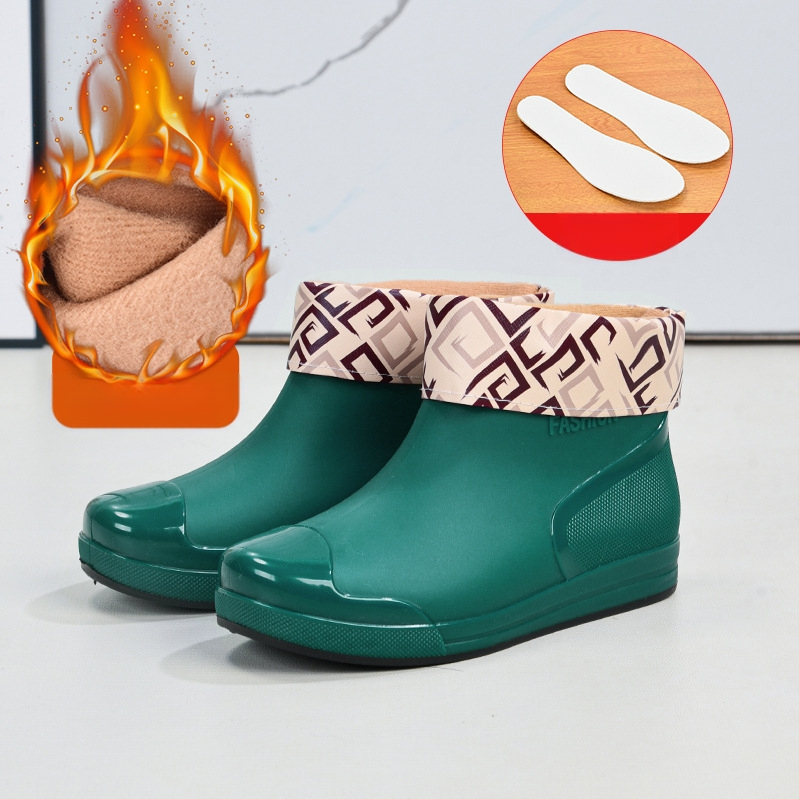 Madingi moteriški guminiai batai, trumpi vamzdeliai, šilti, neslystantys, vandeniui atsparūs batai, virtuvės, automobilių plovimo, darbo guminiai batai