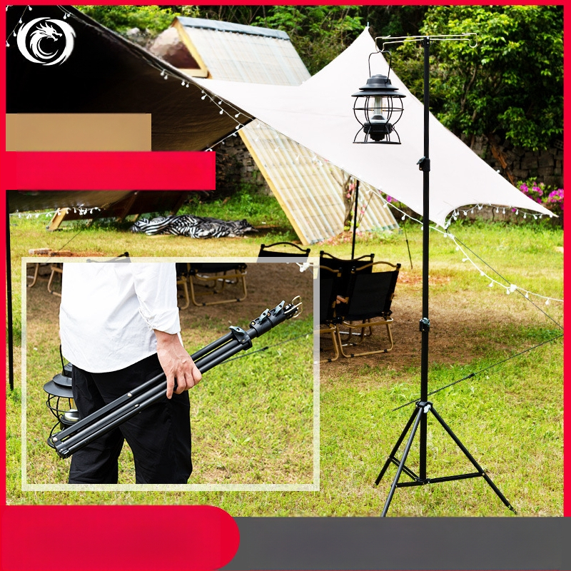 2,1 m välistingimustes kasutatav telkimisvalgusti alus, kokkupandav, reguleeritav telkimisvalgusti post, topeltkonksuga riputus, mobiilne telkimisstatiiv