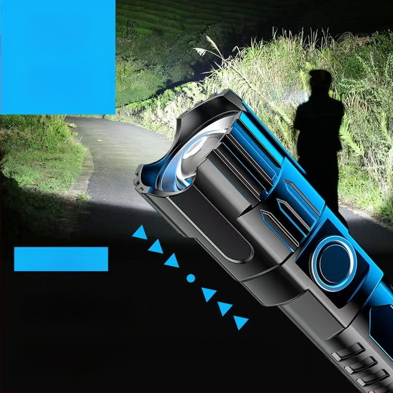 Erős fényű, újratölthető háztartási, kültéri, kis hordozható világító lámpa, tartós kerékpár éjszakai fény