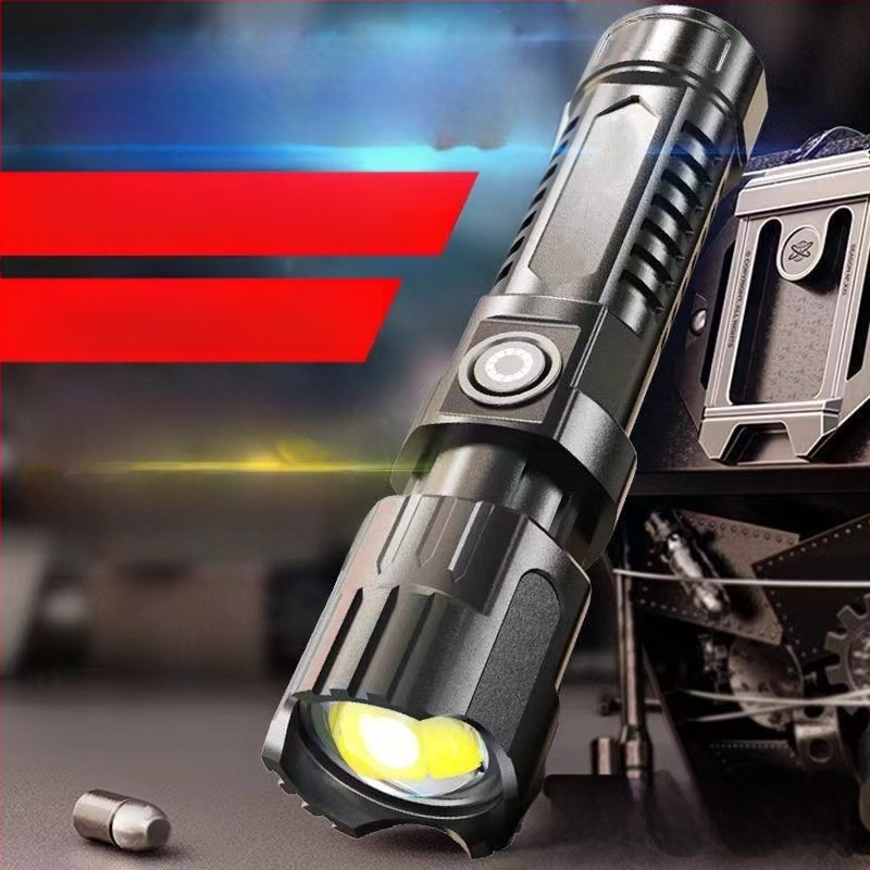 Erős fényű, újratölthető háztartási, kültéri, kis hordozható világító lámpa, tartós kerékpár éjszakai fény