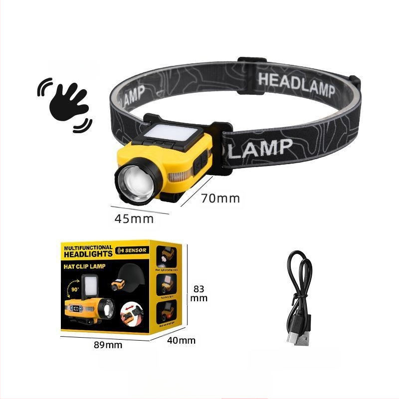 Speciális fejlámpa horgászathoz, indukciós kalapcsipesz, karimás lámpa, erős fényű, szuper fényes, fejre szerelhető, szuper hosszú élettartamú éjszakai horgászcsali lámpa