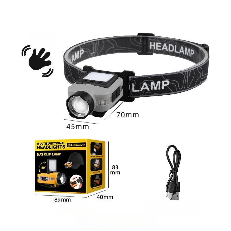 Speciális fejlámpa horgászathoz, indukciós kalapcsipesz, karimás lámpa, erős fényű, szuper fényes, fejre szerelhető, szuper hosszú élettartamú éjszakai horgászcsali lámpa