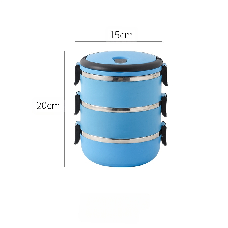 Rozsdamentes acélból készült, 304-es minőségű bento doboz, kerek, lezárt tartósítódoboz, többrétegű, kényelmes, szigetelt ebéddoboz, nyomtatott logóval
