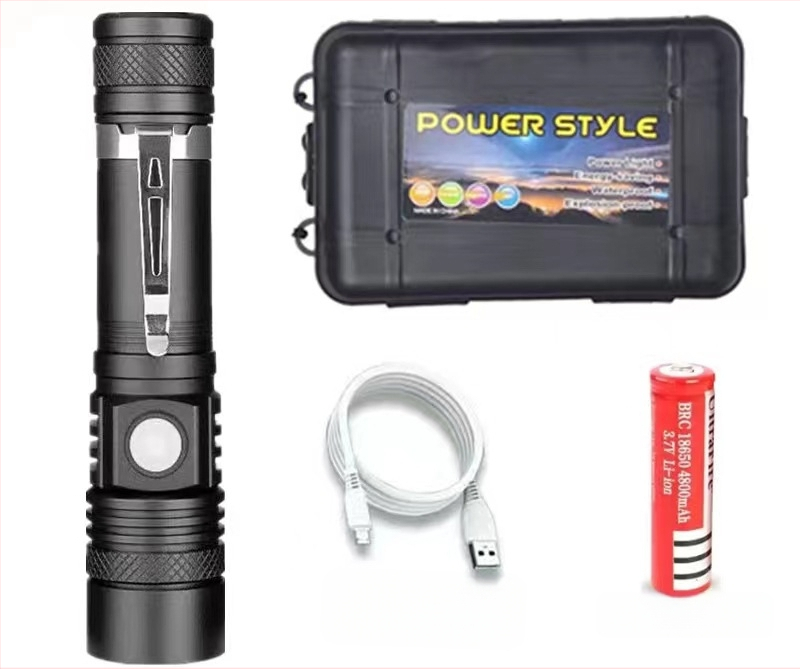 Uus T6 pikamaa taskulamp USB-laetav alumiiniumsulamist teleskoop-suum-LED-mini-ere taskulamp tehasepoest