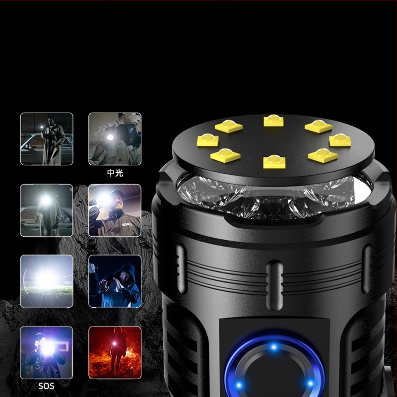 Az Amazon népszerű nyolcszögletű szörnyeteg zseblámpája szuper fényes kültéri háztartási hordozható mini világító tollcsipesz fém kalaplámpa