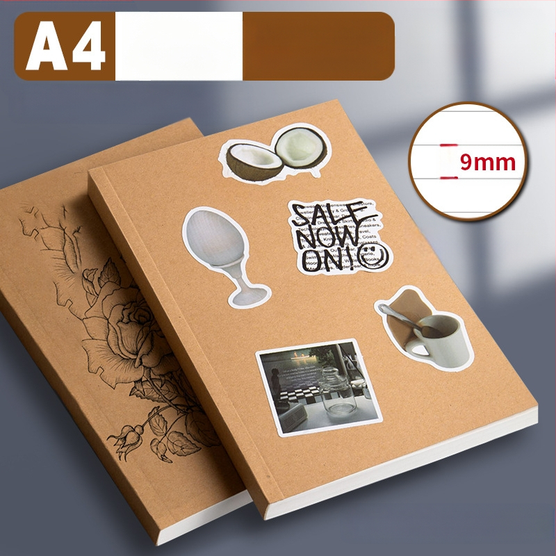 „Wright“ užrašų knygelė, A4 formato, horizontalios linijos, kraftpopierius, biuro klijų įrišimas, mažas užrašų knygelė, B5 formato užrašų dienoraštis, storas užrašų knygelė