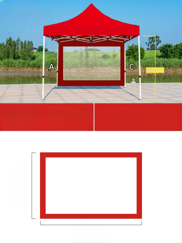 Kültéri négylábú sátorszövet, visszahúzható, négysarkú esernyő, átlátszó esernyőszövet, vastagított, szélálló, vízálló szélállványos ponyva