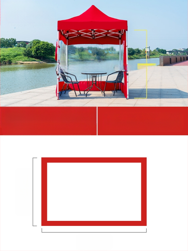 Kültéri négylábú sátorszövet, visszahúzható, négysarkú esernyő, átlátszó esernyőszövet, vastagított, szélálló, vízálló szélállványos ponyva