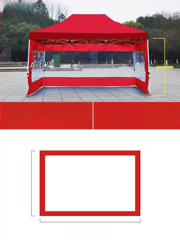 Kültéri négylábú sátorszövet, visszahúzható, négysarkú esernyő, átlátszó esernyőszövet, vastagított, szélálló, vízálló szélállványos ponyva