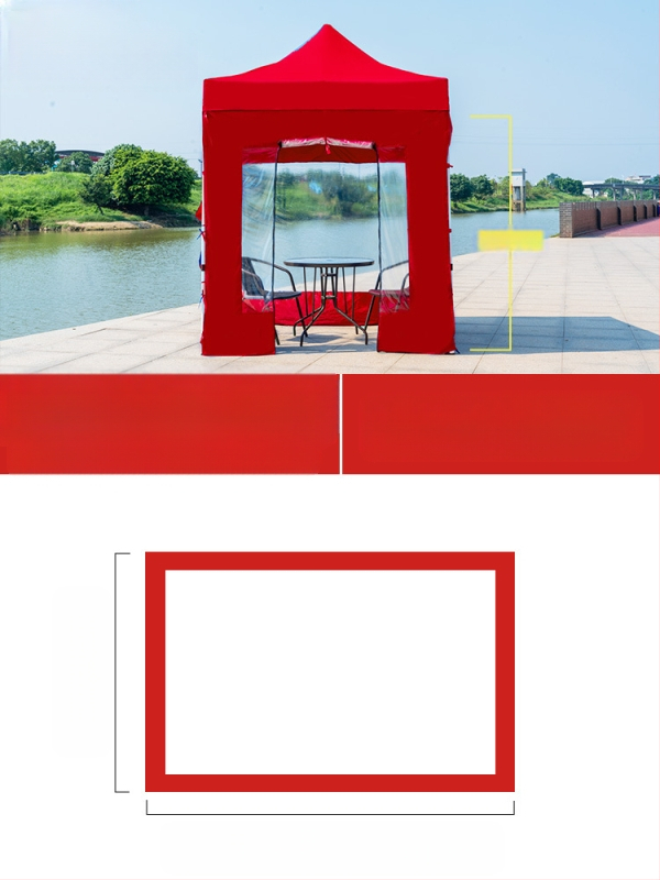 Kültéri négylábú sátorszövet, visszahúzható, négysarkú esernyő, átlátszó esernyőszövet, vastagított, szélálló, vízálló szélállványos ponyva