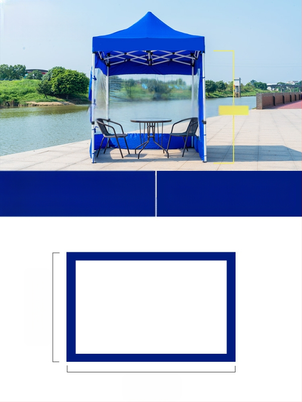 Kültéri négylábú sátorszövet, visszahúzható, négysarkú esernyő, átlátszó esernyőszövet, vastagított, szélálló, vízálló szélállványos ponyva