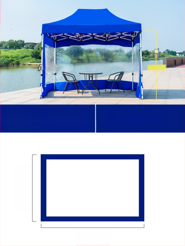 Kültéri négylábú sátorszövet, visszahúzható, négysarkú esernyő, átlátszó esernyőszövet, vastagított, szélálló, vízálló szélállványos ponyva