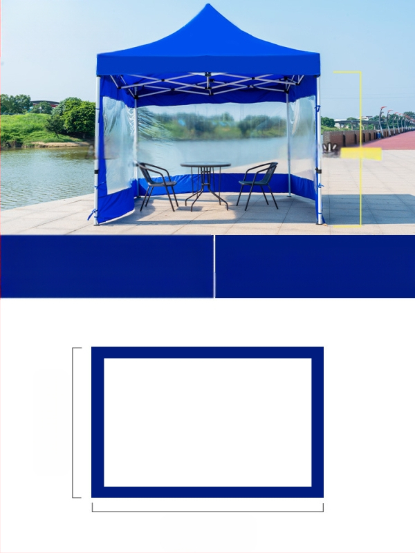 Kültéri négylábú sátorszövet, visszahúzható, négysarkú esernyő, átlátszó esernyőszövet, vastagított, szélálló, vízálló szélállványos ponyva