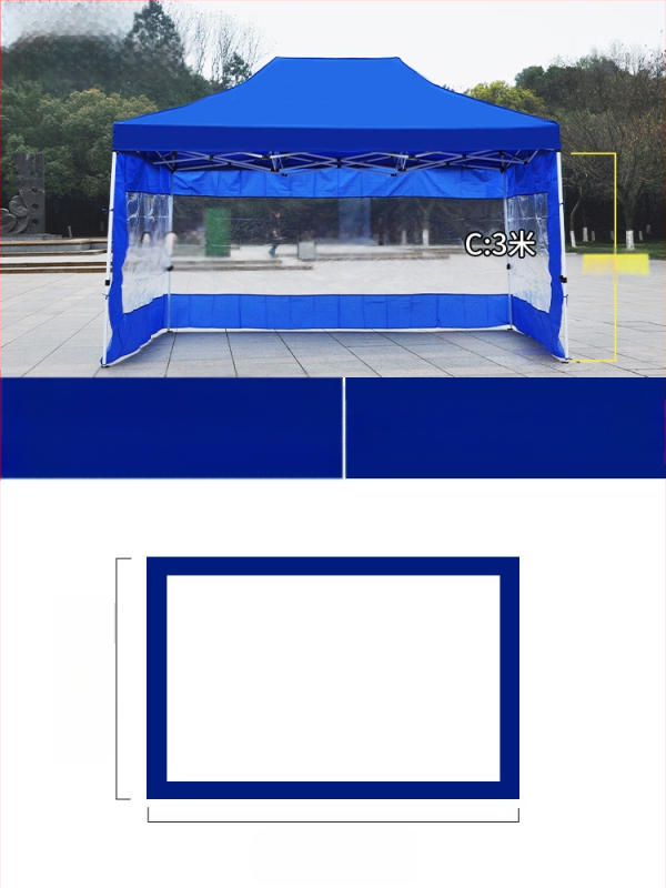 Kültéri négylábú sátorszövet, visszahúzható, négysarkú esernyő, átlátszó esernyőszövet, vastagított, szélálló, vízálló szélállványos ponyva