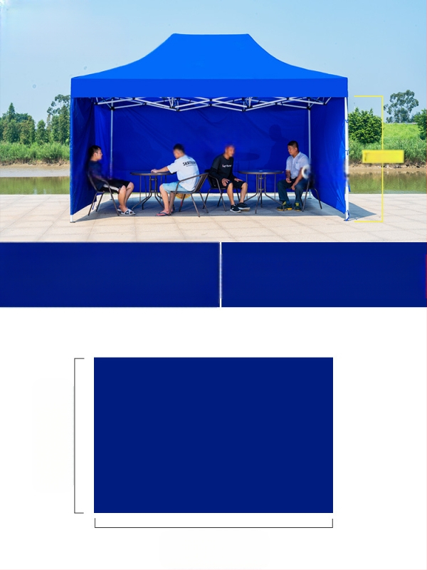 Kültéri négylábú sátorszövet, visszahúzható, négysarkú esernyő, átlátszó esernyőszövet, vastagított, szélálló, vízálló szélállványos ponyva