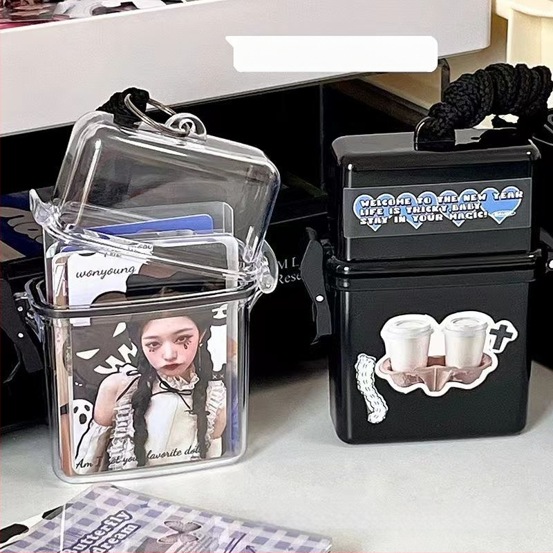 INS stílusú koreai változat kis kártya barkács kártya doboz asztali tárolódoboz nagy kapacitású függő szerelmes bab szervező doboz flip borítás porálló