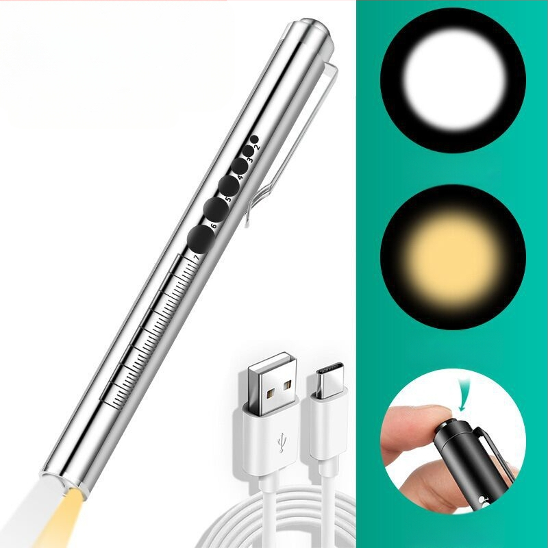 Mokinio rašiklis gydytojo slaugytojo vaikams rytinis patikrinimas USB įkraunamas oftalmologijos otolaringologijos burnos mažas medicininis žibintuvėlis LED