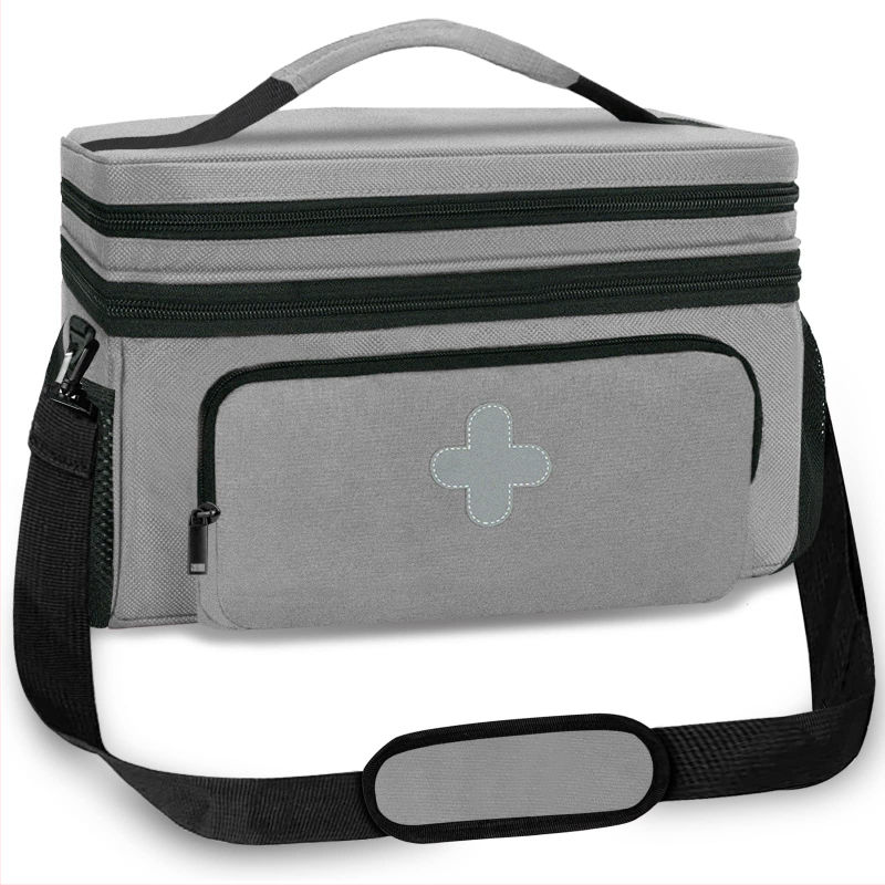 Amazon Home gyógyszertároló táska kétrétegű orvosi kellékek tároló táska hordozható cipzáras multifunkcionális elsősegélytáska