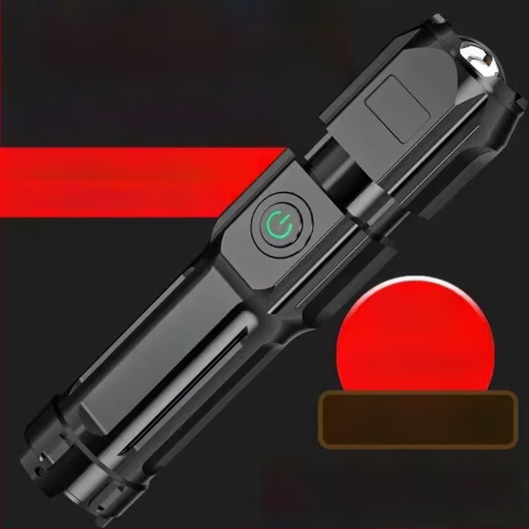 Hordozható teleszkópos zoomos távirányítós zseblámpa USB újratölthető LED zseblámpa kempingezéshez, kempingőrjárathoz, erős fényű otthoni világítás