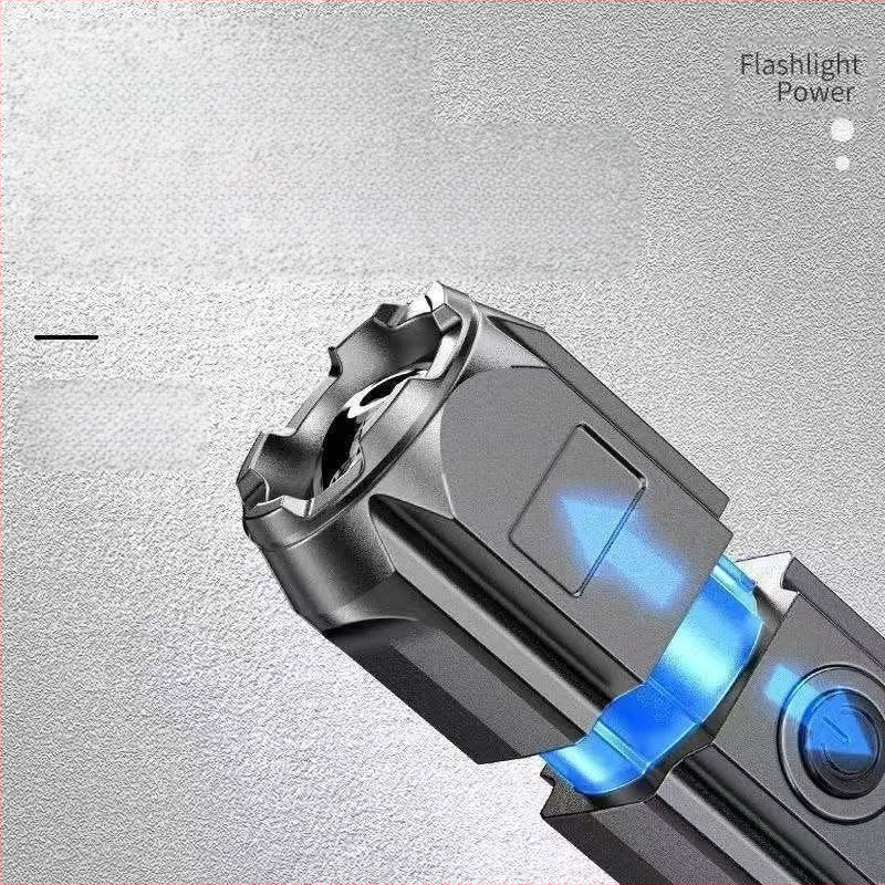 Hordozható teleszkópos zoomos távirányítós zseblámpa USB újratölthető LED zseblámpa kempingezéshez, kempingőrjárathoz, erős fényű otthoni világítás