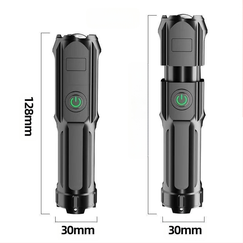 Hordozható teleszkópos zoomos távirányítós zseblámpa USB újratölthető LED zseblámpa kempingezéshez, kempingőrjárathoz, erős fényű otthoni világítás