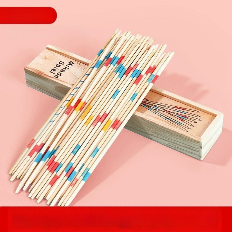 Класически дървен пъзел, носталгична игра родител-дете, 80 играчки, дървена интерактивна детска маса, бамбукова пръчка