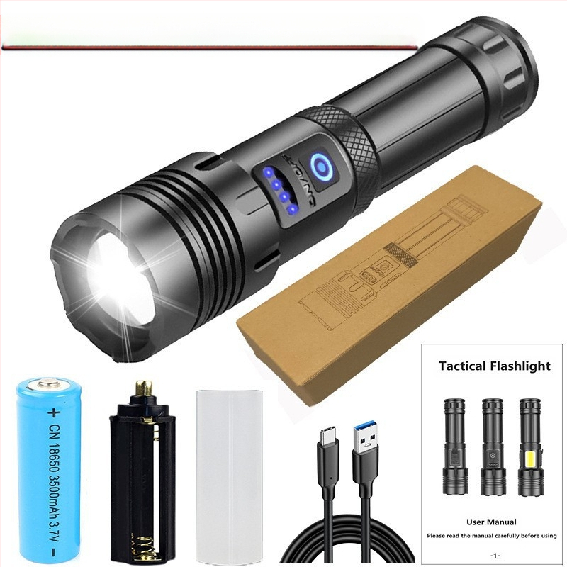 Határokon átnyúló új teleszkópos zoom P70 erős zseblámpa LED kültéri multifunkciós P90 erős újratölthető zseblámpa