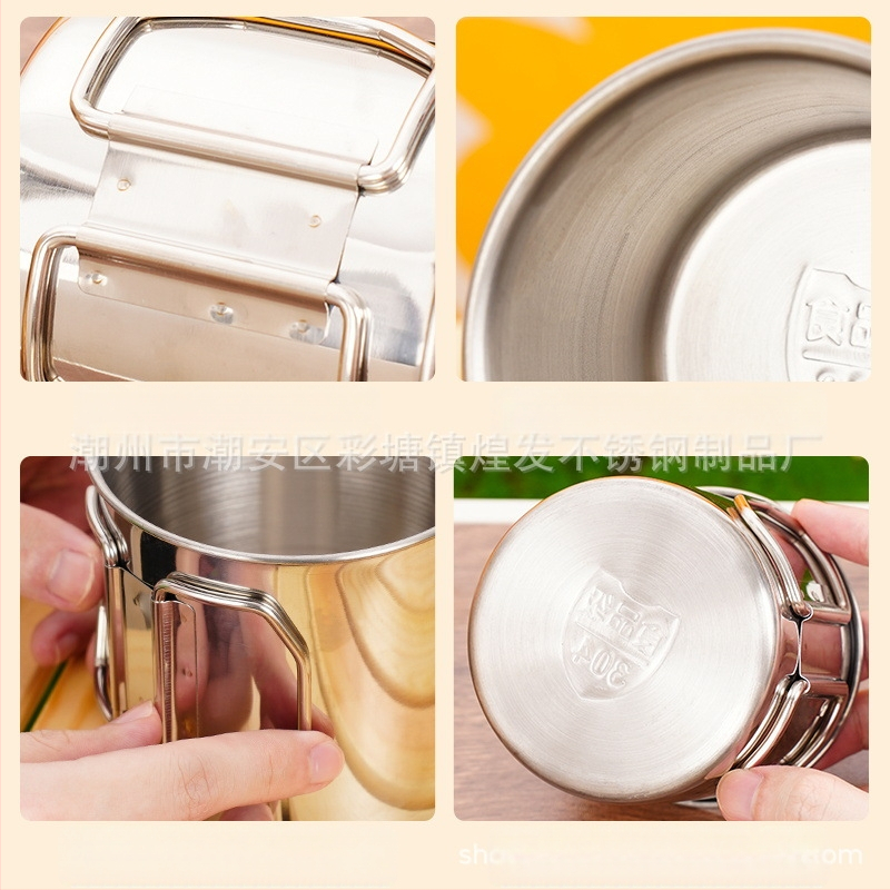 Āra nerūsējošā tērauda 304 saliekamā krūze Āra kempinga virtuves piederumi Alpīnisma ūdens krūze Pārnēsājama uzglabāšanas alus krūze