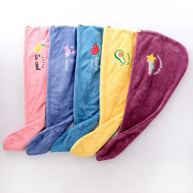 Moteriška kepurė sausiems plaukams, pastorinta, neslenkanti, koralų aksomas, siuvinėtas animacinis populiarus turbanas, minkštas, vandenį sugeriantis, greitai džiūstantis turbanas