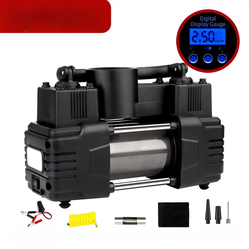 Auto õhupump kahesilindriline rehvipump kaasaskantav 12V auto kasutamiseks kõrgsurve elektriline metallist õhukompressor