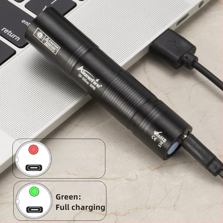 Nabíjacia 365nm fluorescenčná lampa na detekciu agentov s fialovým svetlom, ultrafialovým svetlom na detektor peňazí, identifikačná baterka na mince SV98