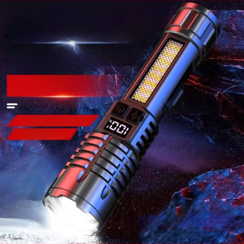 Határokon átnyúló kültéri zseblámpa járőr reflektorfény nagy hatótávolságú, erős fényű, hordozható, újratölthető, zoom fehér lézerfény