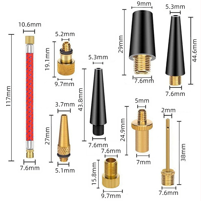 Jalgratta ventiiliadapter 21-osaline komplekt jalgratta ventiilirühma ventiiliadapter SV AV DV jalgratta õhk