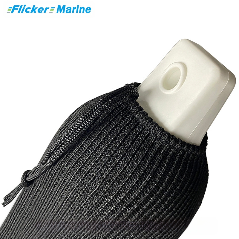 Flicker jahta, ātrlaiva, gumijas laiva, laivas bumba, izturīgs un ilgmūžīgs melns peldošās bumbas adīts bumbas pārsegs