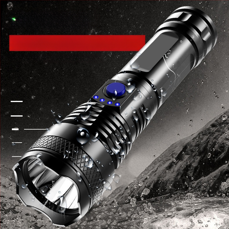 Határokon átnyúló ABS zseblámpa USB töltő teljesítmény kijelző otthoni kültéri hordozható éjszakai horgászat kemping erős zseblámpa