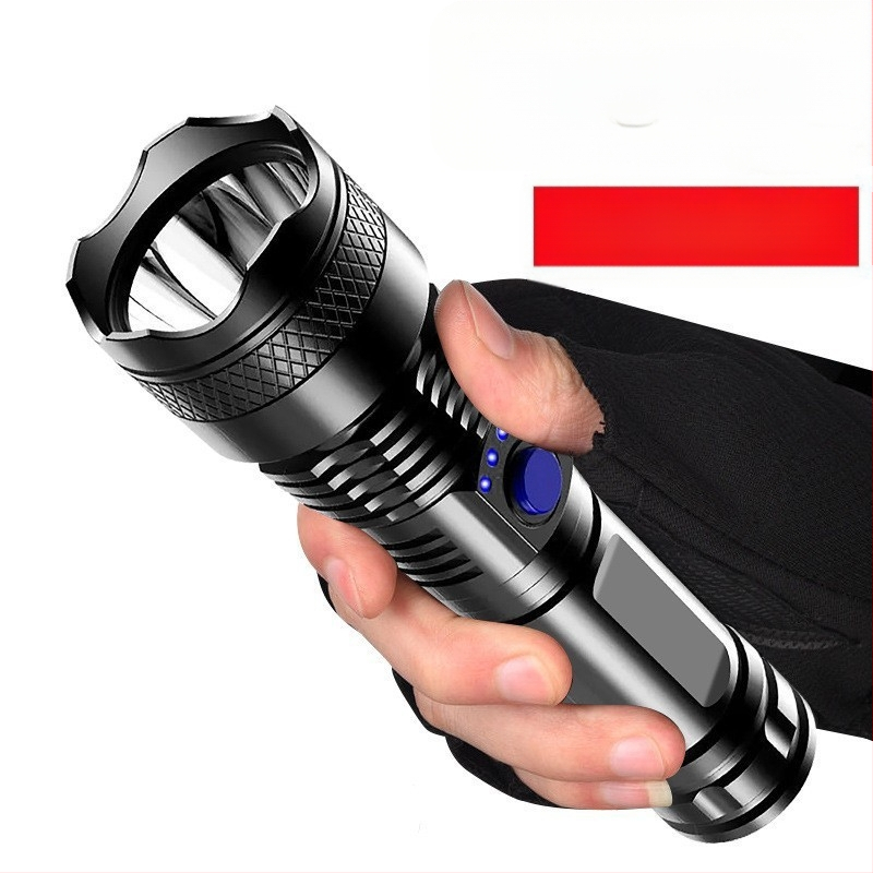 Határokon átnyúló ABS zseblámpa USB töltő teljesítmény kijelző otthoni kültéri hordozható éjszakai horgászat kemping erős zseblámpa