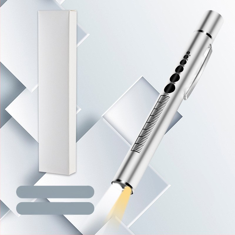 Dupla fényforrású pupillás tolllámpa újratölthető orvos ápoló rozsdamentes acél orvosi szájvizsgálat LED tolllámpa zseblámpa