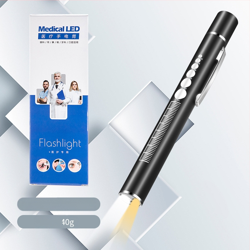 Dupla fényforrású pupillás tolllámpa újratölthető orvos ápoló rozsdamentes acél orvosi szájvizsgálat LED tolllámpa zseblámpa