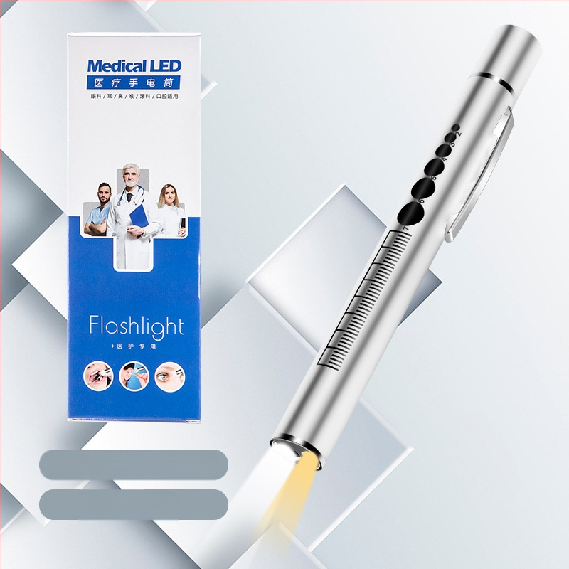 Dupla fényforrású pupillás tolllámpa újratölthető orvos ápoló rozsdamentes acél orvosi szájvizsgálat LED tolllámpa zseblámpa