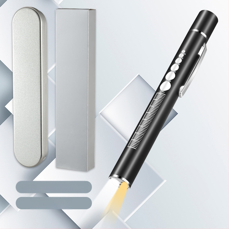 Dupla fényforrású pupillás tolllámpa újratölthető orvos ápoló rozsdamentes acél orvosi szájvizsgálat LED tolllámpa zseblámpa