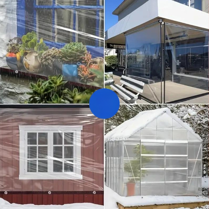 Pânză impermeabilă transparentă, îngroșată, impermeabilă, pentru exterior, de uz casnic, etanșare pentru ferestre, vânt și ploaie, folie de plastic pentru izolație cu efect de seră