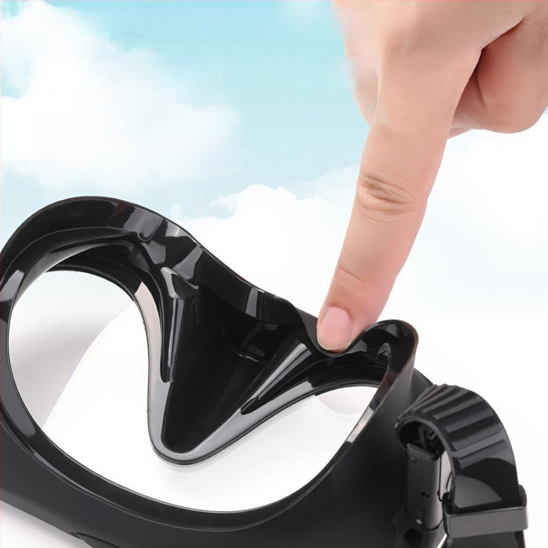 Brīvās niršanas sejas spoguļa deguna aizsardzība, ūdensizturīga un hermētiska, integrēta puse sejas, rūdīta stikla un silikona aizsargbrilles, niršanas aizsargbrilles