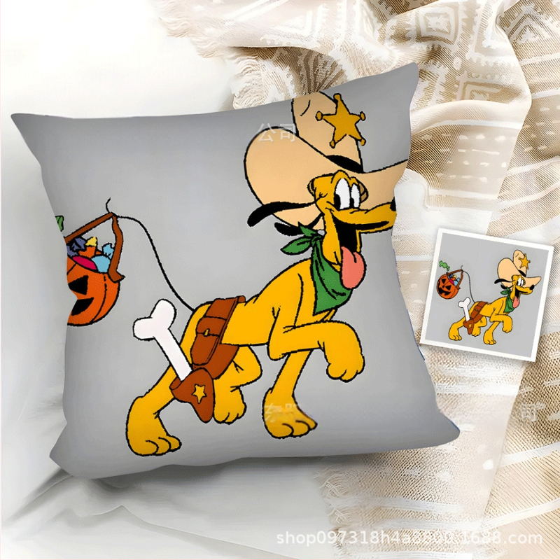 TEMU népszerű rajzfilmmintás rövid plüss párnahuzat Halloween sorozat otthoni puha és kényelmes négyzet alakú párnahuzat