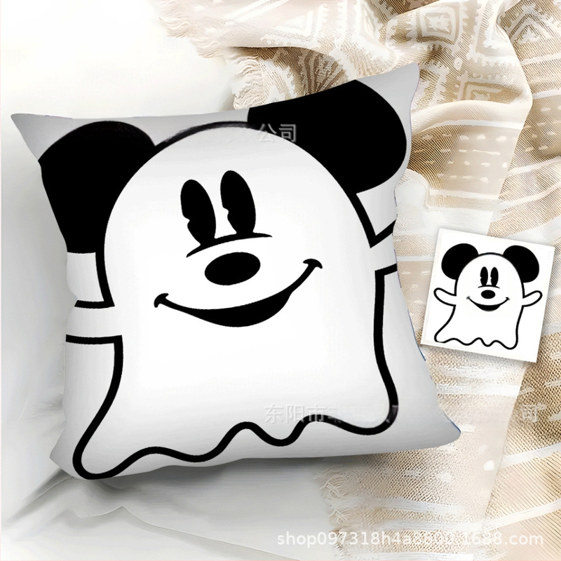 TEMU népszerű rajzfilmmintás rövid plüss párnahuzat Halloween sorozat otthoni puha és kényelmes négyzet alakú párnahuzat