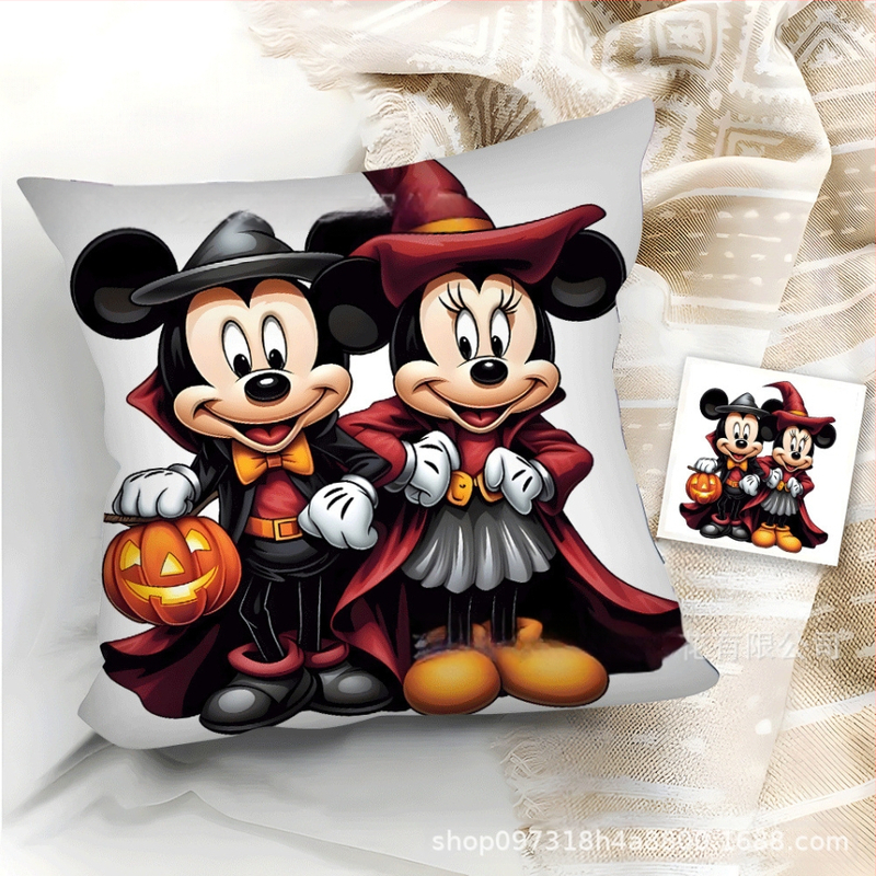 TEMU népszerű rajzfilmmintás rövid plüss párnahuzat Halloween sorozat otthoni puha és kényelmes négyzet alakú párnahuzat