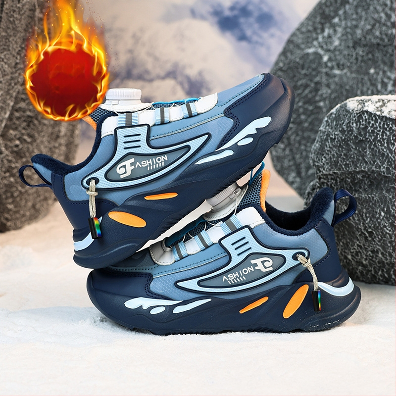 2023. gada rudens un ziemas ādas ūdensnecaurlaidīgi bērnu apavi zēnu sporta apavi neslīdoši vidēja un liela izmēra bērni ar rotējošu sprādzi un flīsa oderi